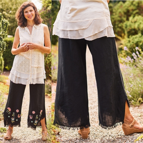 NEW April Cornell Nantucket Linen Wide Leg Pant - Picture 1 of 7